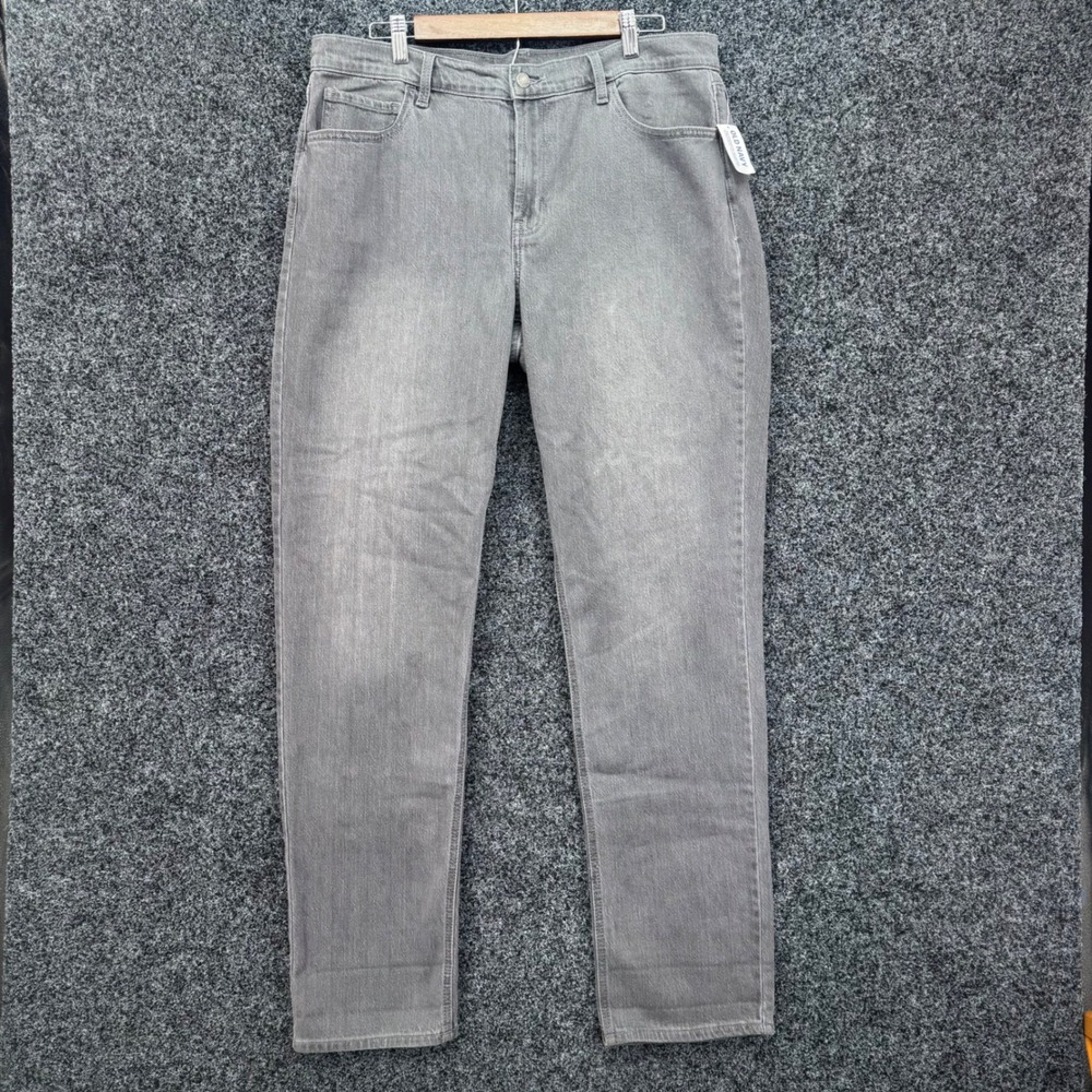 Old Navy Wow Boyfriend Gray Mid Rise Straight Leg Jeans 12 Tall NWT